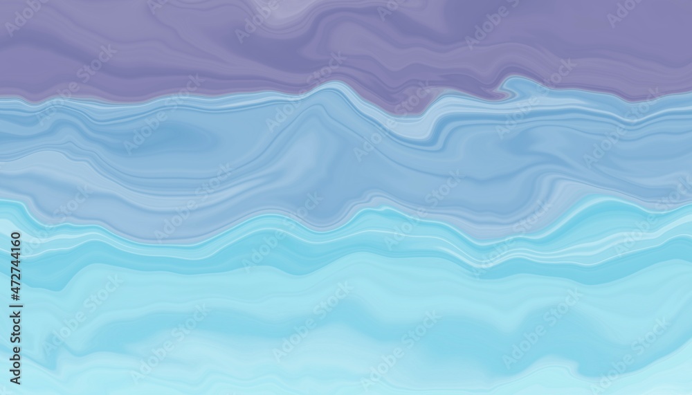 Blue ocean abstract background with waves. Wallpaper art with liquify effect.
