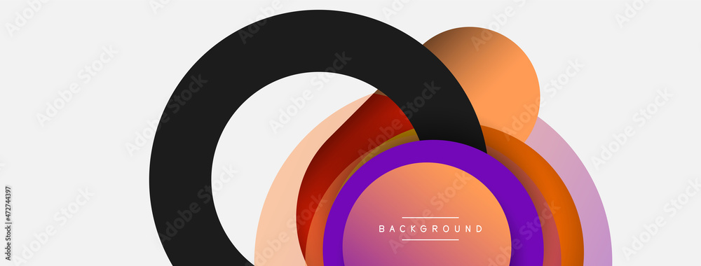 Creative geometric wallpaper. Minimal abstract background. Circles composition vector illustration for wallpaper banner background or landing page Creative geometric wallpaper. Minimal abstract background. Circles composition vector illustration for wallpaper banner background or landing page