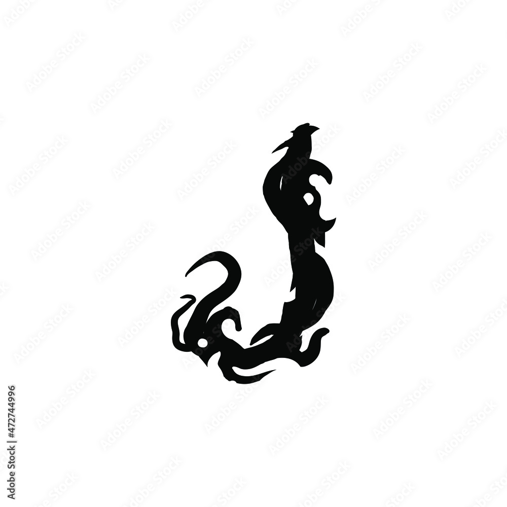Letter J in gothic graffiti style. Black letter with curls. Logo or design element. Vector illustration isolated on white background. Vector EPS 10. Letter J in gothic graffiti style. Black letter with curls. Logo or design element. Vector illustration isolated on white background. Vector EPS 10.