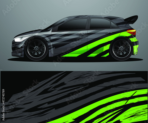 Rally car decal graphic wrap vector, abstract background