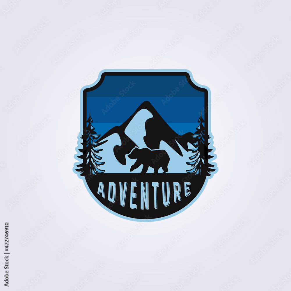 land night adventure wild mountain logo vector illustration design
