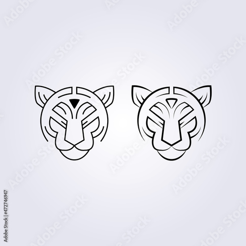 lion, cat, tiger head icon logo symbol vector illustration design simple line art photo