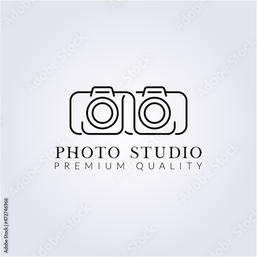 double or two or twin camera photography logo icon symbol illustration simple modern line art vector graphic design