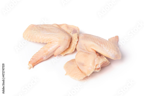 Homemade chicken meat. Two chicken wings isolated on a white background