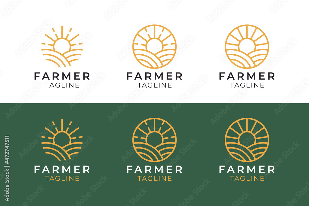 Sunset Farmer Minimalist Style Logo Sunset Farmer Minimalist Style Logo