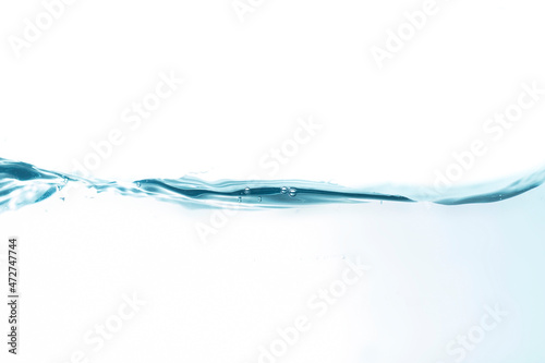 Clear water in a square glass like a sea or a separate aquarium on a white background.