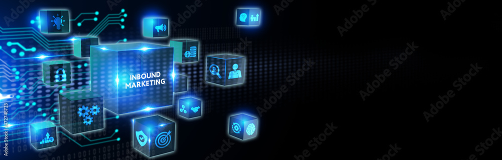 The concept of business, technology, the Internet and the network. virtual screen of the future and sees the inscription: Inbound marketing. 3d illustration The concept of business, technology, the Internet and the network. virtual screen of the future and sees the inscription: Inbound marketing. 3d illustration