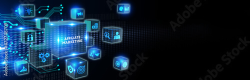 AFFILIATE MARKETING. Business, Technology, Internet and network concept.3d illustration