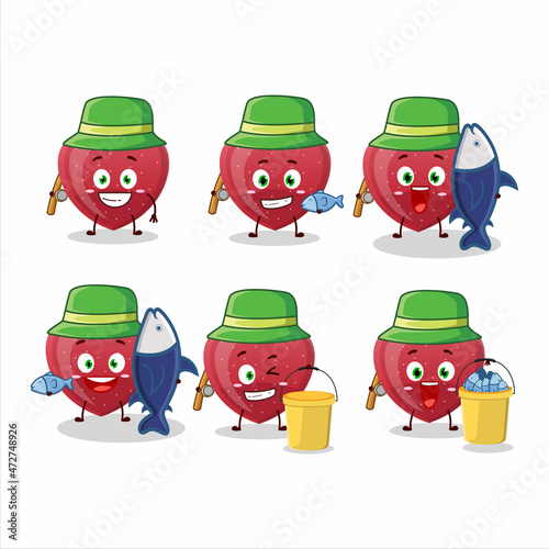 A fisherman red love gummy candy cartoon picture catch a big fish