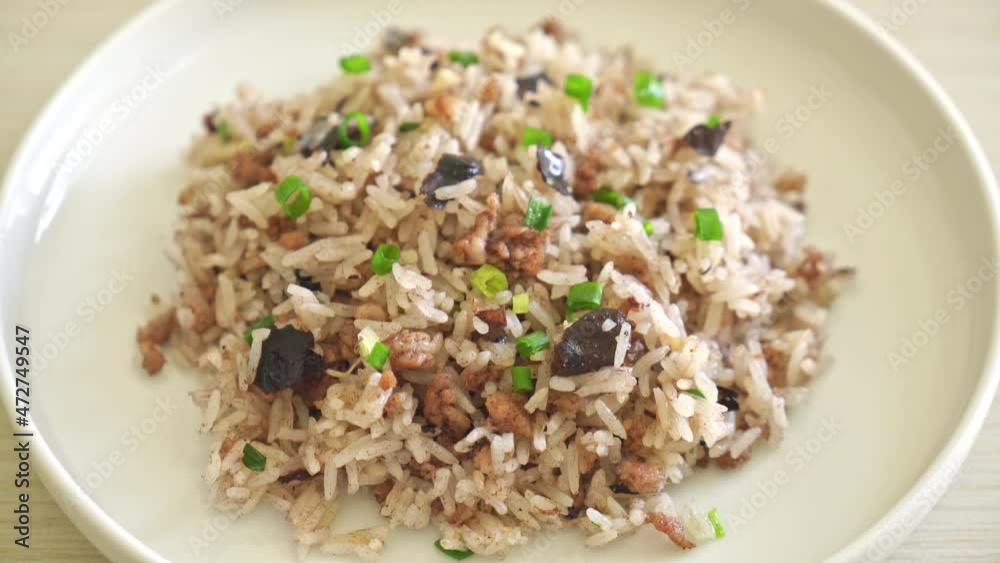 Fried Rice with Chinese Olives and Minced Pork - Asian food style Fried Rice with Chinese Olives and Minced Pork - Asian food style
