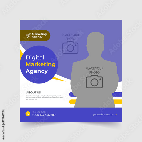 Digital marketing agency creative and corporate business social media post template	  Modern abstract flat corporate real estate  social media post
