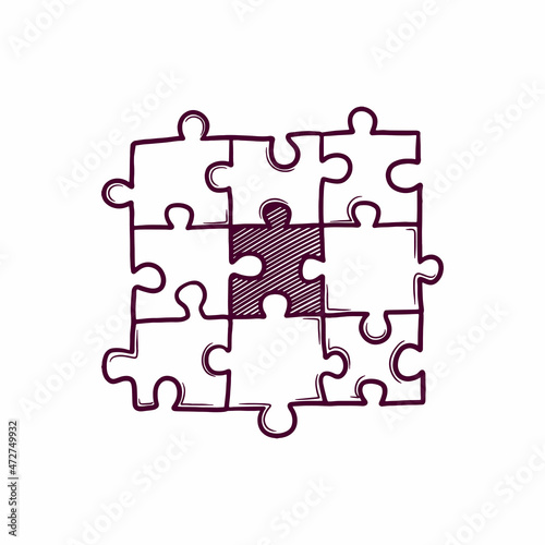 jigsaw puzzle hand drawn doodle illustration