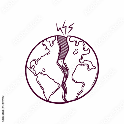 broken earth hand drawn doodle illustration