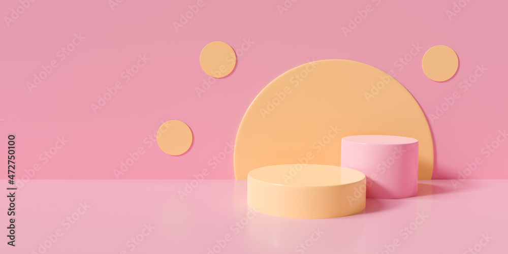 Pink 3d rendering of pedestal winner podium on pastel background abstract. Pink 3d rendering of pedestal winner podium on pastel background abstract.