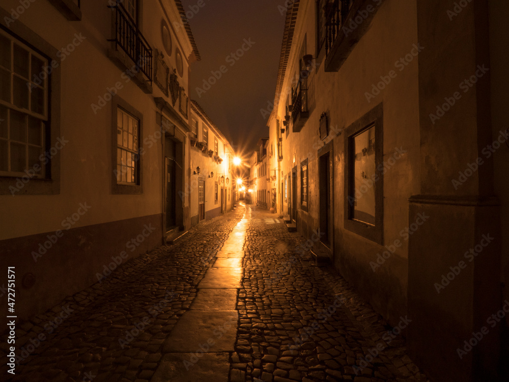 Portugal, Night view of city Main Street