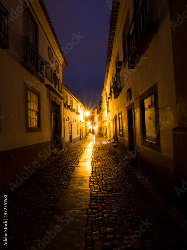 Portugal  Night view of city Main Street