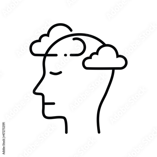 an icon illustration of human mind. a simple illustration representing mental health stuff suitable for ui ux design. an icon of gloomy person.