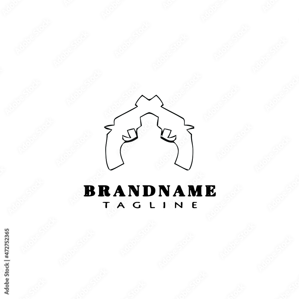 Obraz premium crossed gun logo cartoon design template icon black vector illustration