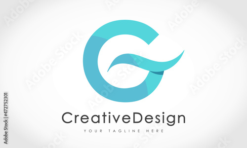 Creative G Letter Blue Wave Logo Vector Icon Symbol Illustration.