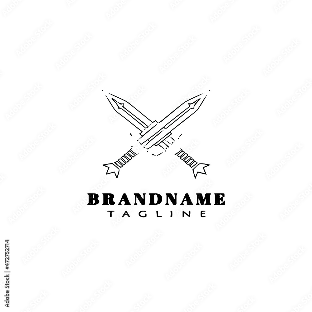 crossed sword logo cartoon design template icon black vector illustration crossed sword logo cartoon design template icon black vector illustration