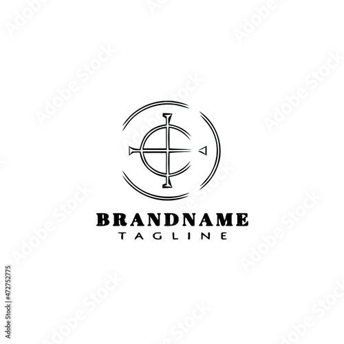 cross hair logo cartoon template icon black isolated vector illustration