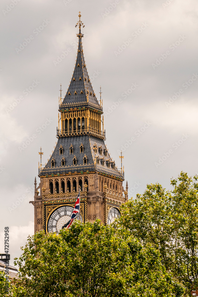Big Ben or Great Bell, Palace of Westminster, Houses of Parliament, London, England.