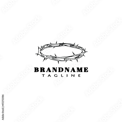 crown of thorn logo cartoon icon design template black vector illustration