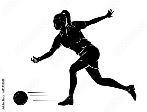 Women's Bowling, Side View Sports Silhouette