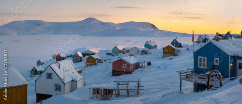 The traditional and remote Greenlandic Inuit village Kullorsuaq located at the Melville Bay, in the far north of West Greenland, Danish territory