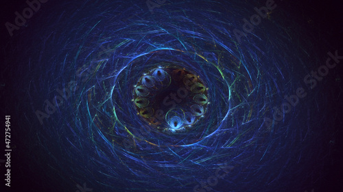 3D rendering abstract blue fractal light background