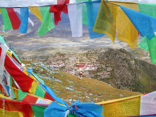Ganden monastery in Tibet near Lhasa in China photo
