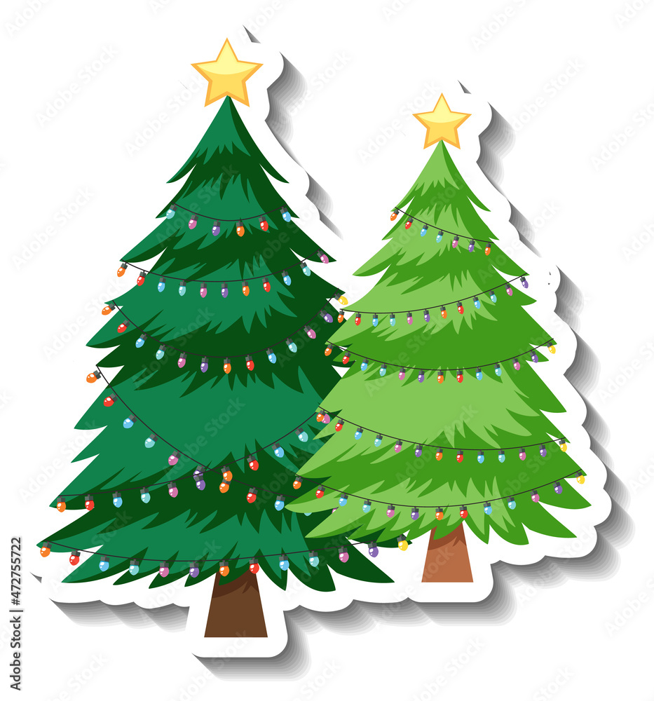 Obraz premium Christmas decorated tree sticker