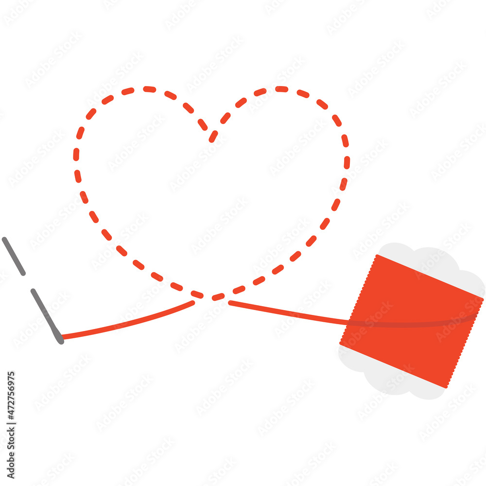 赤い糸のハート型の刺繍 Stock Vector Adobe Stock