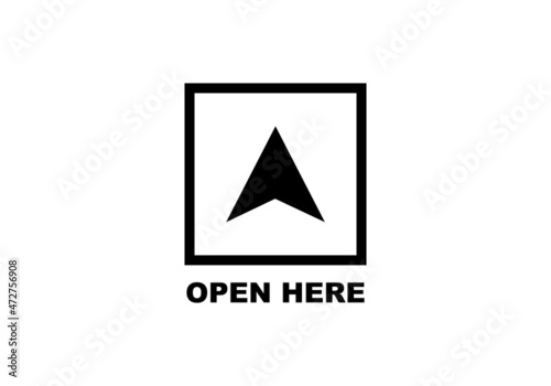 Open here simple flat icon vector illustration