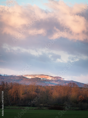 Morning clouds in Burgenland landscape with bare rocks of a quarry © Ewald Fröch