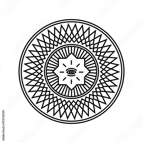 a mandala, an abstract circle illustration related to spiritual or certain belief. a beautiful crafted of the ancient symbol element for any creative design.