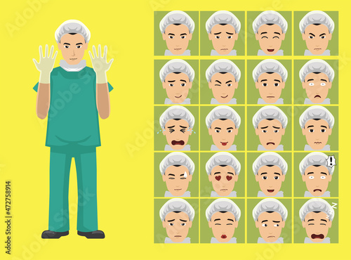 Manga Style Doctor Surgeon Clothes Cartoon Character Emotion