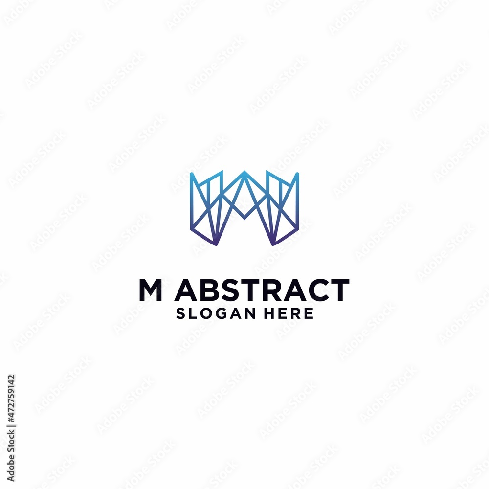 Abstract letter M monogram logo icon design template. creative technology M app scratch-based vector template in gradient blue Abstract letter M monogram logo icon design template. creative technology M app scratch-based vector template in gradient blue