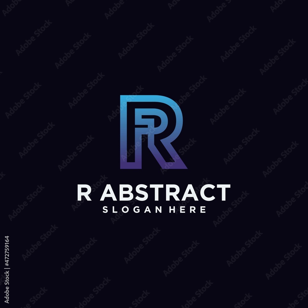 Letter R logo square shape with gradient color technology abstract digital logo letter R Letter R logo square shape with gradient color technology abstract digital logo letter R
