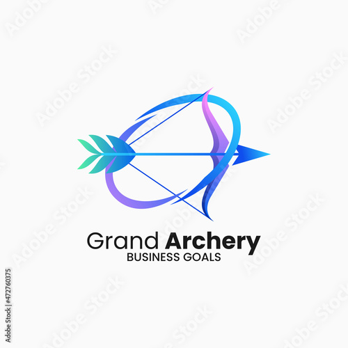 Vector Logo Illustration Archery Gradient Colorful Style.