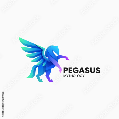 Vector Logo Illustration Pegasus Gradient Colorful Style.