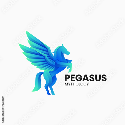Obraz na płótnie Vector Logo Illustration Pegasus Gradient Colorful Style.