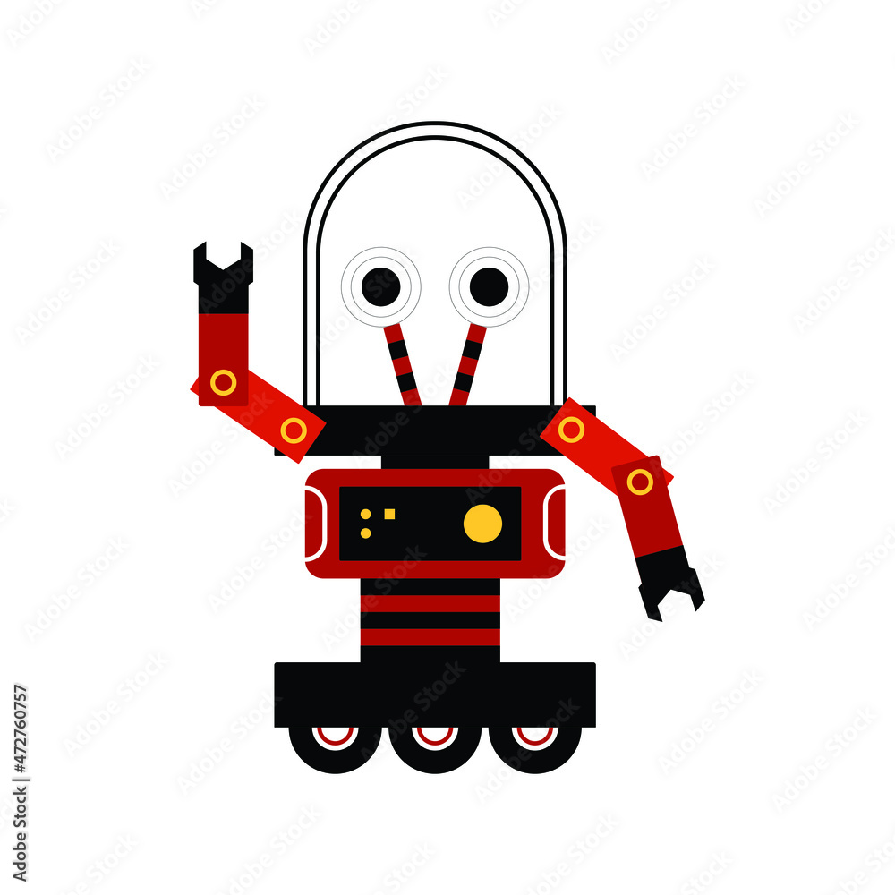 a creative illustration of a retro robot in red. a funny cartoon character for futuristic theme design. an element vector collection. a creative illustration of a retro robot in red. a funny cartoon character for futuristic theme design. an element vector collection.