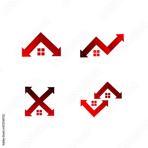 Set house logo with red gradient for property business