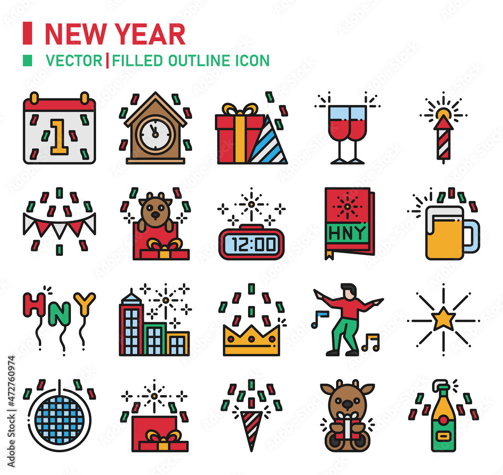 New year icon for website, application, printing, document, poster design, etc. New year icon for website, application, printing, document, poster design, etc.