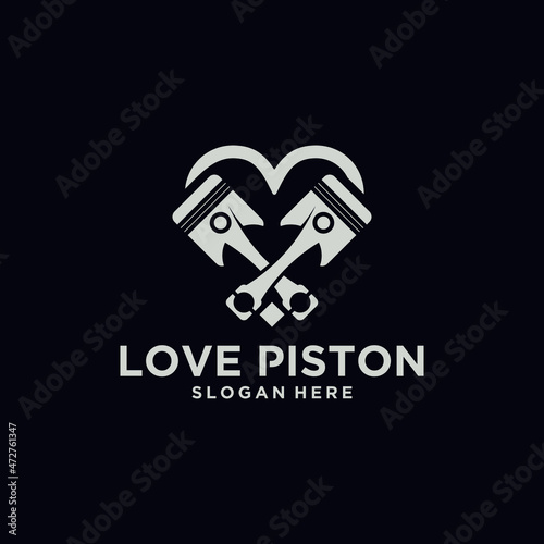 Love piston technology logo automotive logo symbol vector illustration of piston logo piston spare 