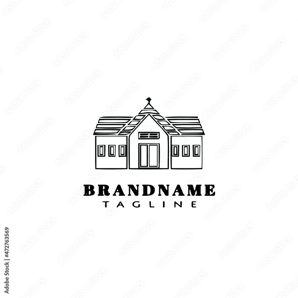 church logo cartoon icon design template black vector illustration