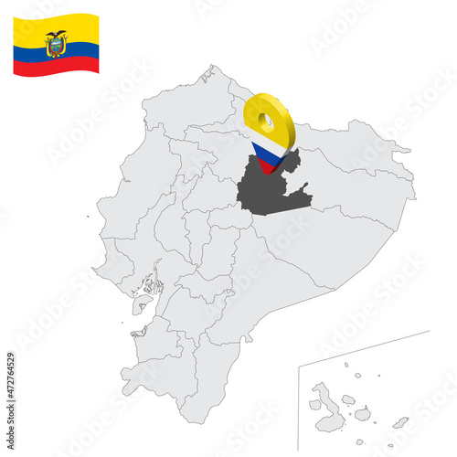 Location  Napo  Province on map Ecuador. 3d location sign similar to the flag of Napo. Quality map  with  provinces Republic of Ecuador for your design. EPS10 photo