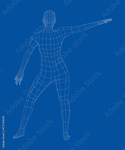 Fototapeta Naklejka Na Ścianę i Meble -  Wireframe ballerina in dance pose