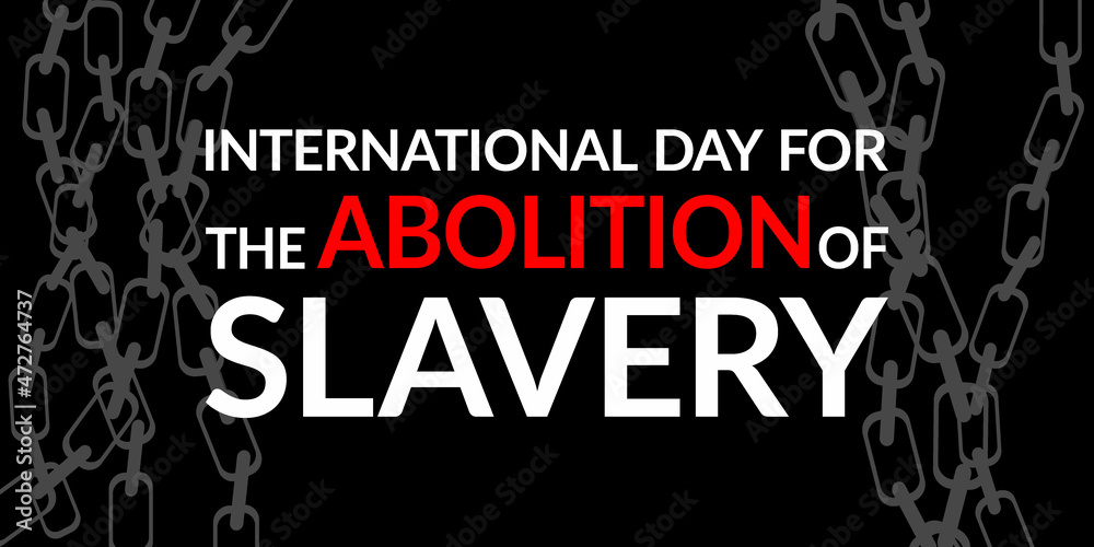 Fototapeta premium Illustration of vector graphics in flat style. Black background. International Day for the Abolition of Slavery. Illustration suitable for banners, flyers, stickers, postcards, etc.